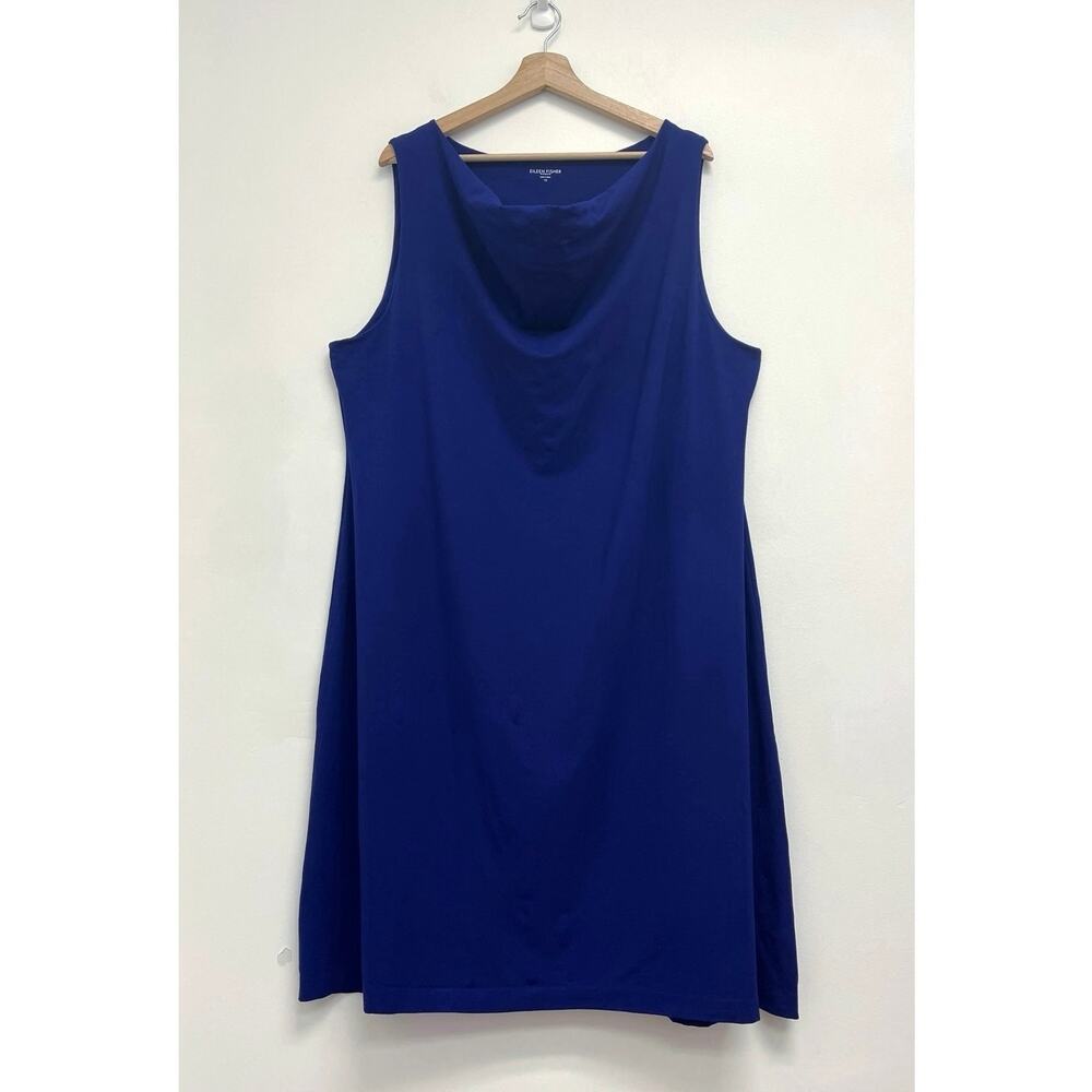 Eileen Fisher Cowl Neck Sleeveless Lightweight Stretch Jersey Knit Dress 1X